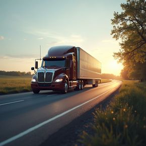 Semi-truck driving on highway